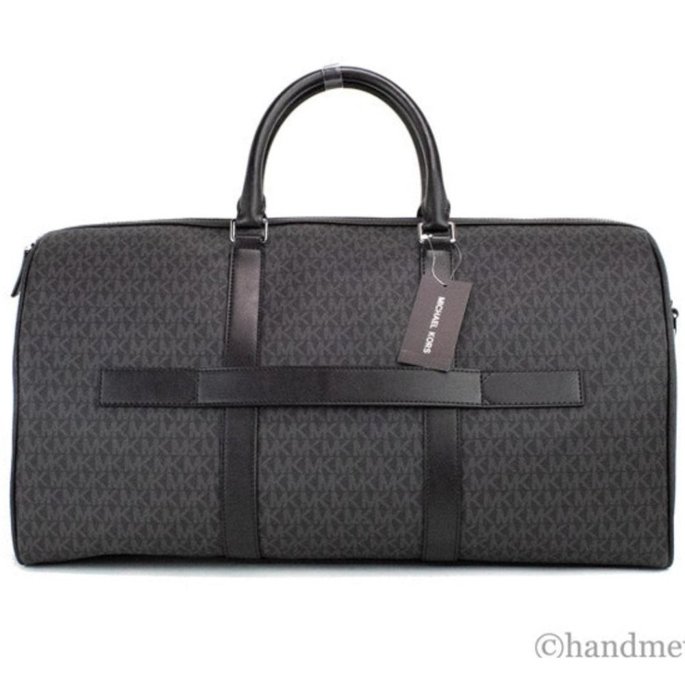 NEW Michael Kors Harrison Black Large Duffle Bag PVC Travel Weekender Luggage - Picture 5 of 12